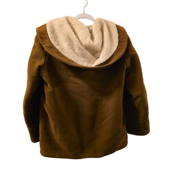 Vtg 70s Montoro Suede Faux Sherling Hooded Jacket Brown Betty Rose M Retro - Picture 2 of 11